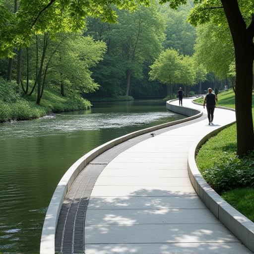 Riverside Pedestrian Walk curved planter edging
